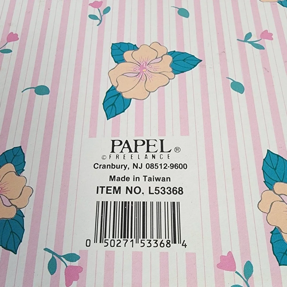 Vintage Papel Freelance Floral Ceramic Picture Frame 4x4 Pink Striped L53368